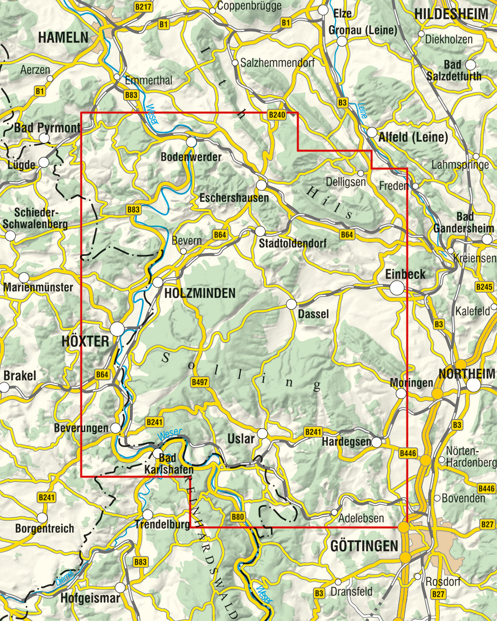Blattschnitt Entdeckerkarte Thüringen
