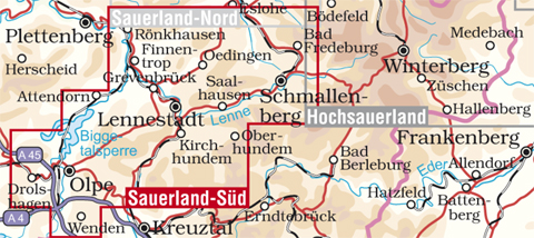 Blattschnitt Mountainbikekarte Sauerland - Süd