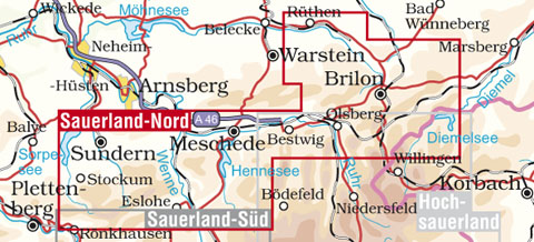 Blattschnitt Mountainbikekarte Sauerland - Nord