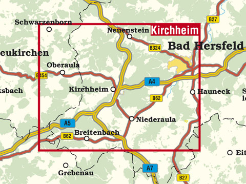 Blattschnitt Rad- und Wanderkarte Kirchheim
